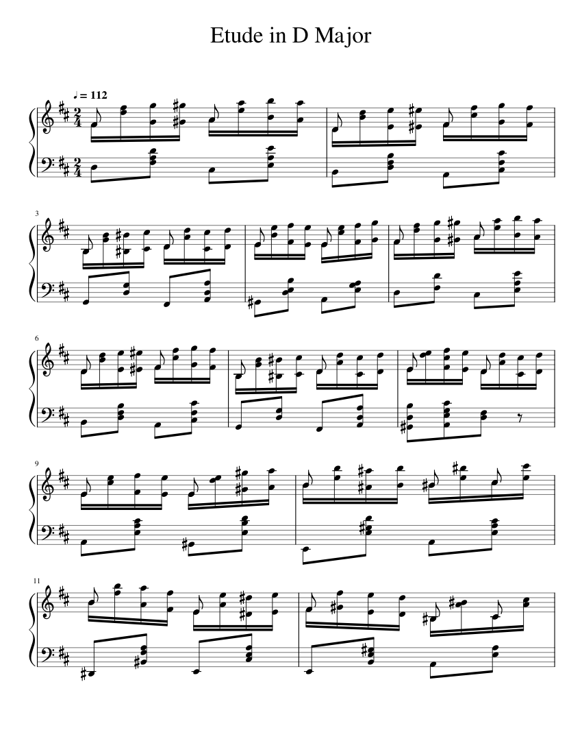 Etude in D Major Sheet music for Piano (Solo) | Musescore.com