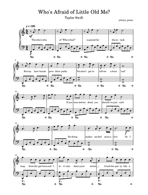 Who's Afraid Of Little Old Me? (Arr. always_piano) - Taylor Swift (Piano Solo)