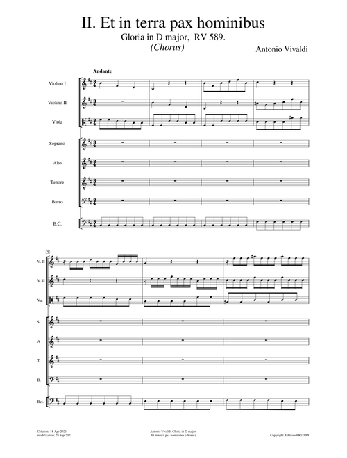Gloria in D major, RV 589, II Et in terra pax hominibus – Antonio Vivaldi