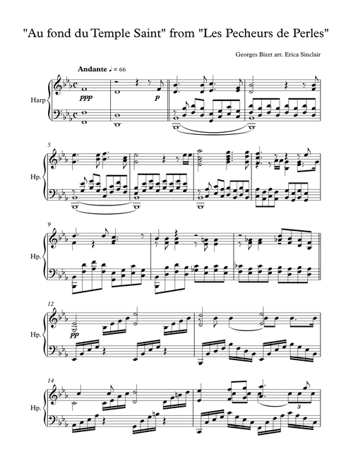 Au Fond du Temple Saint (The Pearlfishers) (Arr. Erica Sinclair) - Georges Bizet (Harp)