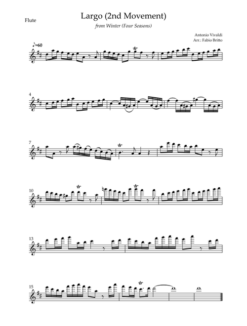 Largo from Winter (Antonio Vivaldi) for Flute Solo (Arr. Fabio Britto) (Flute Solo)