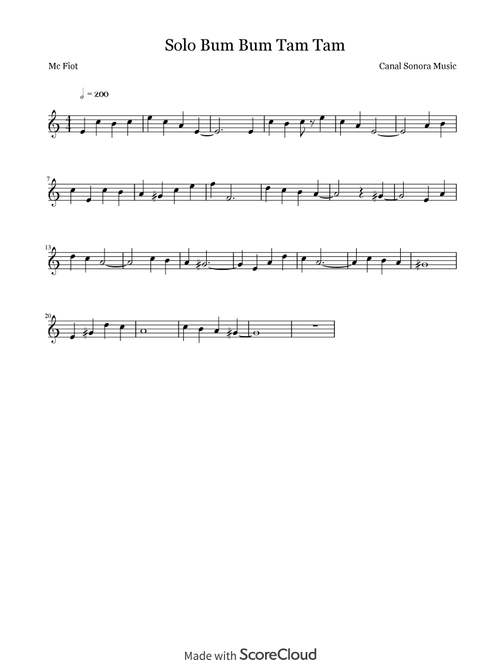 Solo BUM BUM TAM TAM (Arr. Canal Sonora Music) (Flute Solo)
