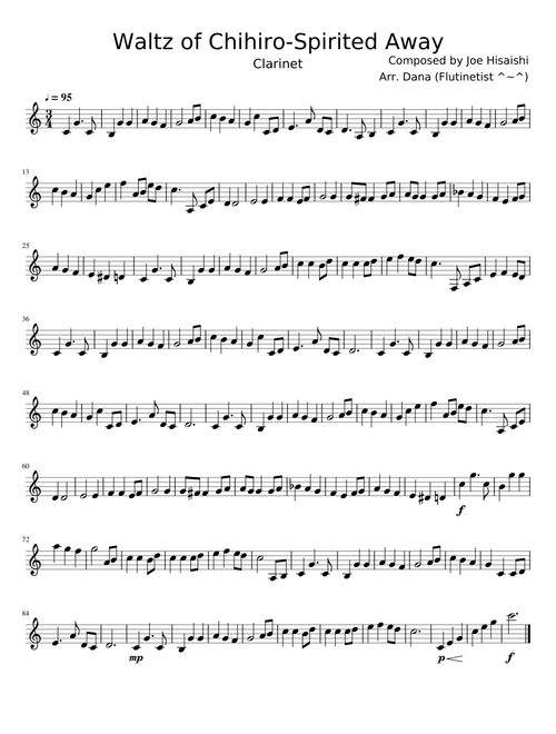 Waltz of Chihiro- Clarinet