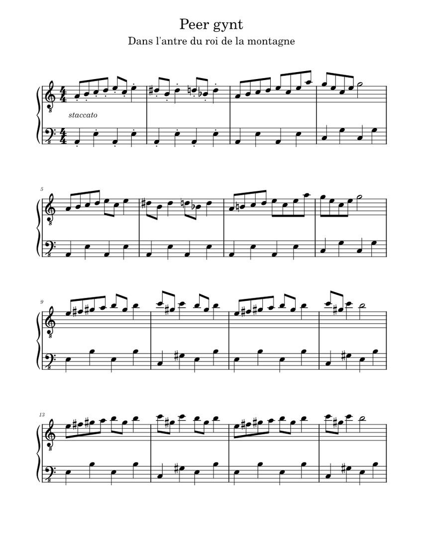 グリーグ Peer Gynt 楽譜 Opus 23 Peer Gynt, Op. 23: Anitra's Dance – Edvard Grieg Sheet Music