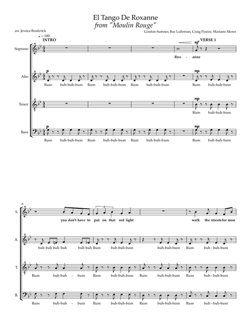 El Tango De Roxanne (Arr. Jessica Broderick) - Craig Pearce, Baz Luhrmann, Gordon Sumner (Choral, SATB)