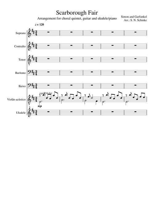Scarborough Fair - Choir quintet/guitar/ukulele