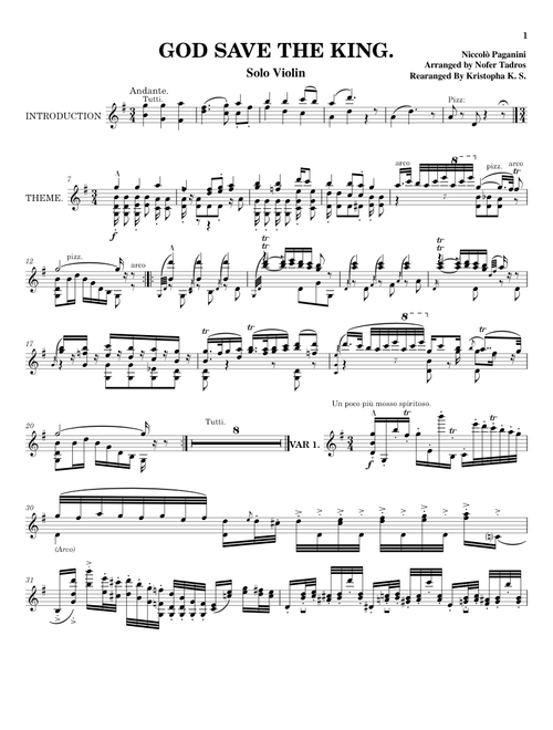 Variations on 'God Save the King', Op.9 – Niccolò Paganini Variations on God Save the King  Niccol Paganini 5