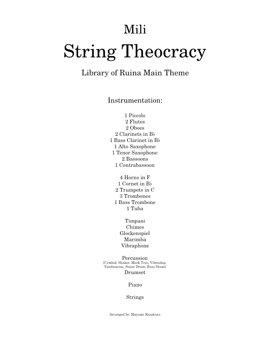 String Theocracy [Library of Ruina] Sheet Music with Chords