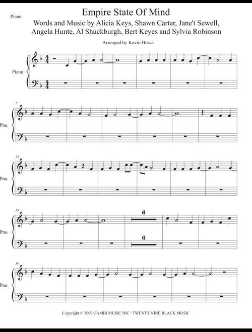 Empire State Of Mind (Arr. Kevin Busse) - Alicia Keys (Easy Piano)