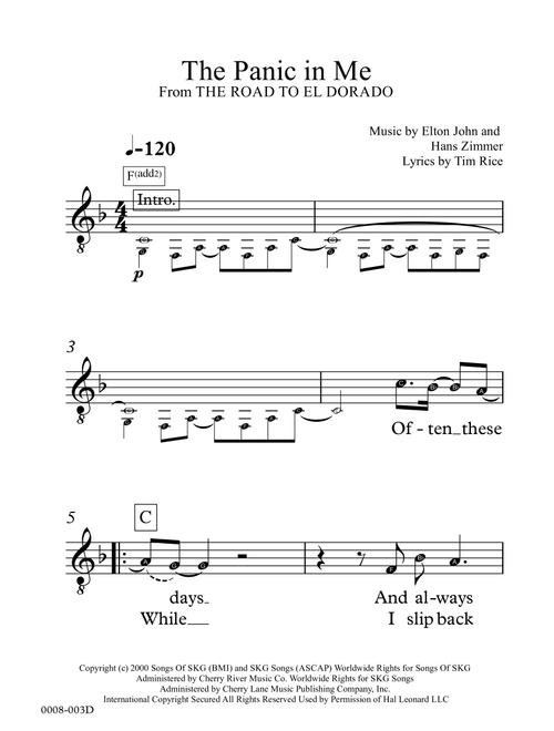 The Panic In Me  from THE ROAD TO EL DORADO (Arr. Red Gate Music) - Hans Zimmer, Elton John (Vocal Solo)