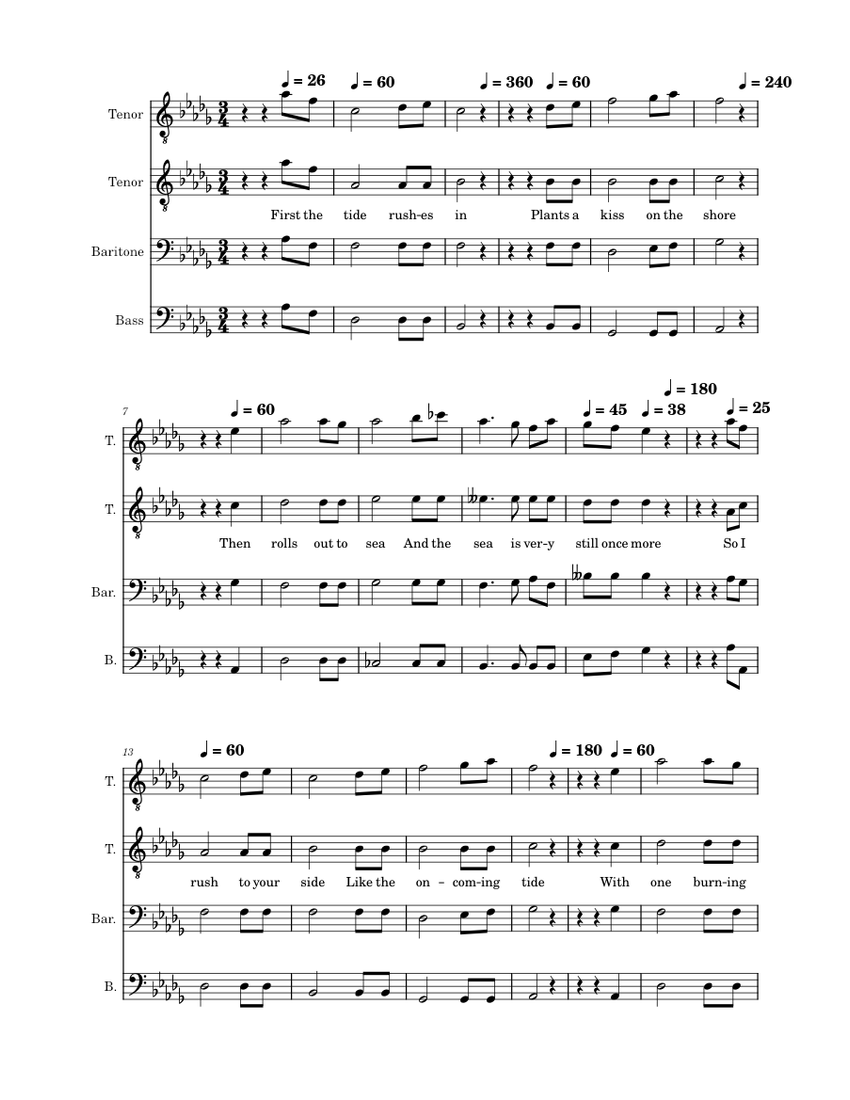 Ebb Tide Tim Waurick Arrangment Sheet music for Tenor, Bass voice