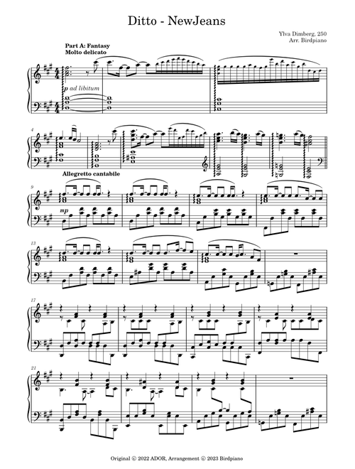 Ditto - NewJeans (Sentimental Piano Solo)