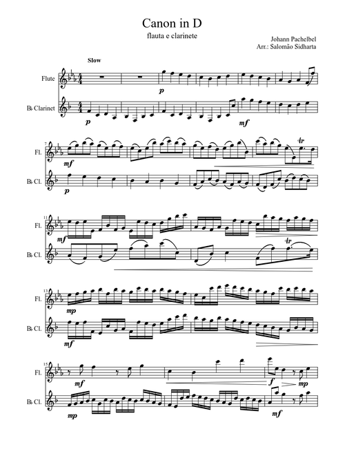 canon in D for clarinet and flute