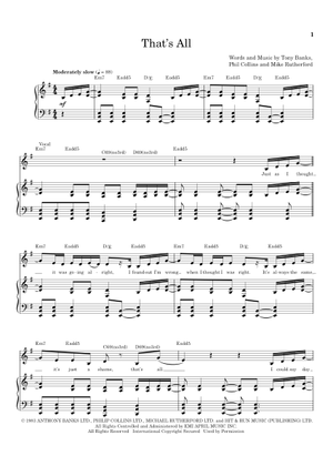 Play Official version of That's All Sheet Music by Genesis for