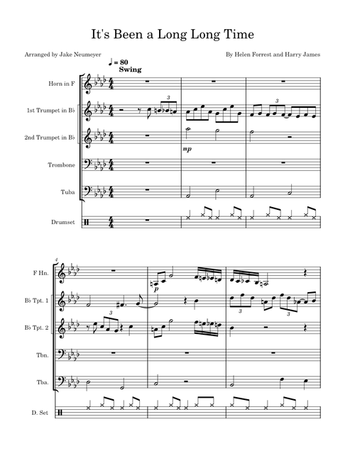 Its been a long, long time – Harry James - for brass quintet