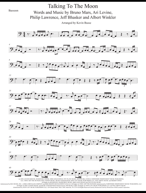 Talking To The Moon (Arr. Kevin Busse) - Bruno Mars (Bassoon Solo)