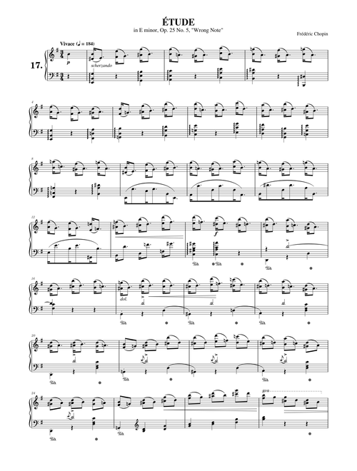 F. Chopin: Étude in E minor, Op.25 No.5 (Wrong Note)