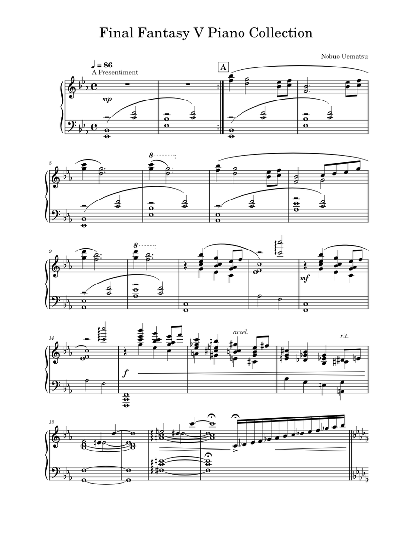 CD付属】ファイナルファンタジー5 Ⅴ 楽譜 ピアノコレクションズ