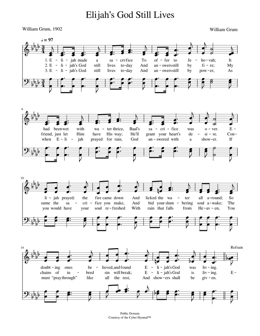 Elijah’s god still lives - William Grum Sheet music for Piano (Piano ...