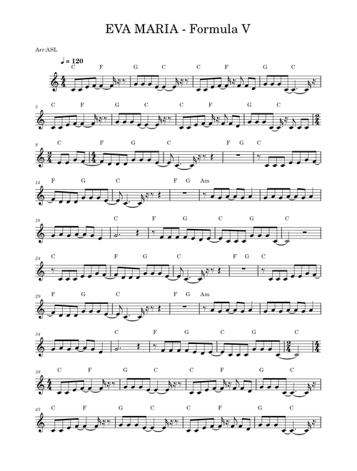 EVA MARIA - Formula V LeadSheet