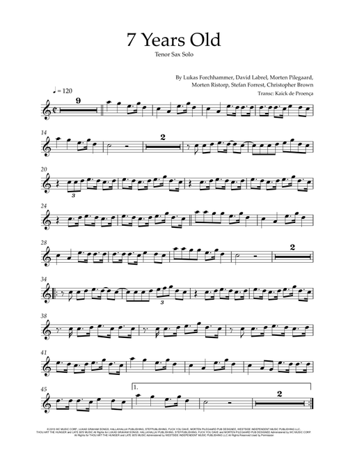 7 Years (Arr. Kaick de Proença) - Lukas Graham (Tenor Sax Solo)