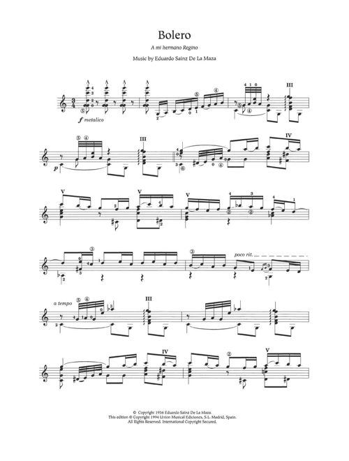 Bolero - Eduardo Sainz de la Maza (Easy Guitar)