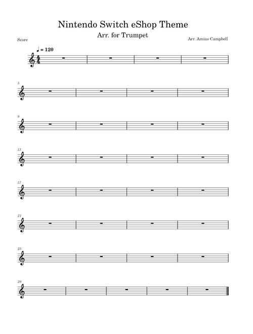 Nintendo Switch Eshop Theme, Arr. for Trumpet