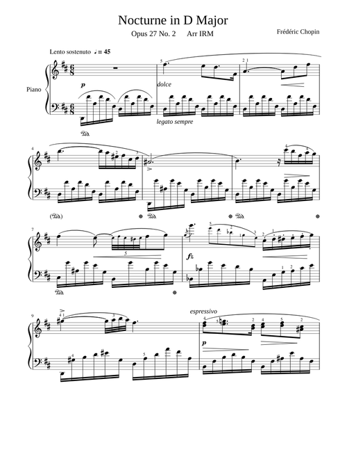 Chopin Nocturne Op 27 No 2 Re M Easier