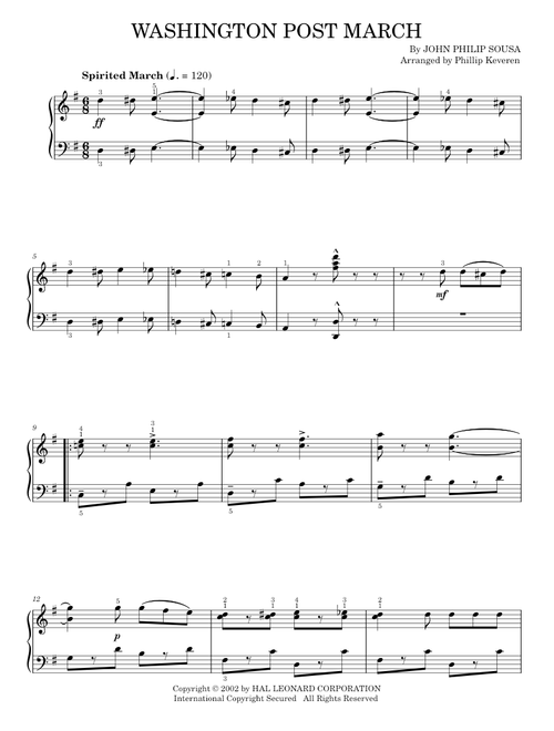 The Washington Post March - John Philip Sousa (Piano Solo)