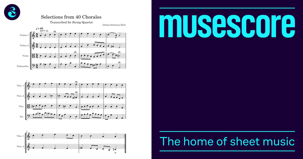 40 Chorales – Johann Sebastian Bach Sheet Music for Strings group ...