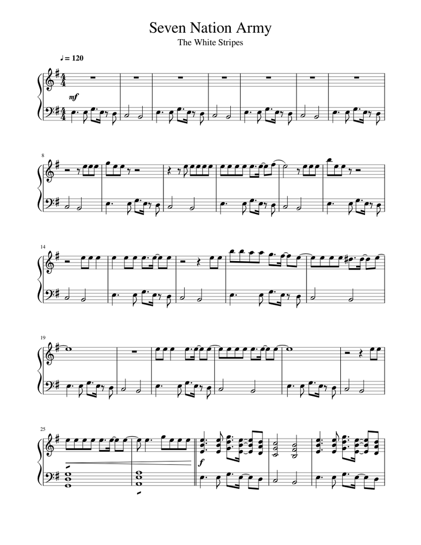 Seven Nation Army The White Stripes Sheet music for Piano (Solo