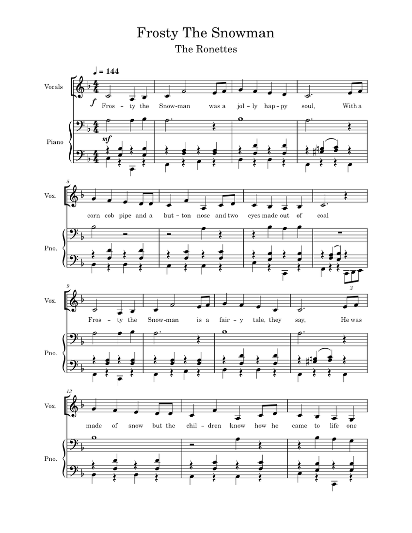 frosty-the-snowman-the-ronettes-sheet-music-for-piano-piano-duo-musescore-com