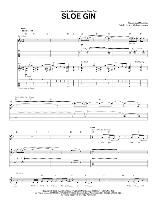 Sloe Gin - Joe Bonamassa (Guitar Tab)