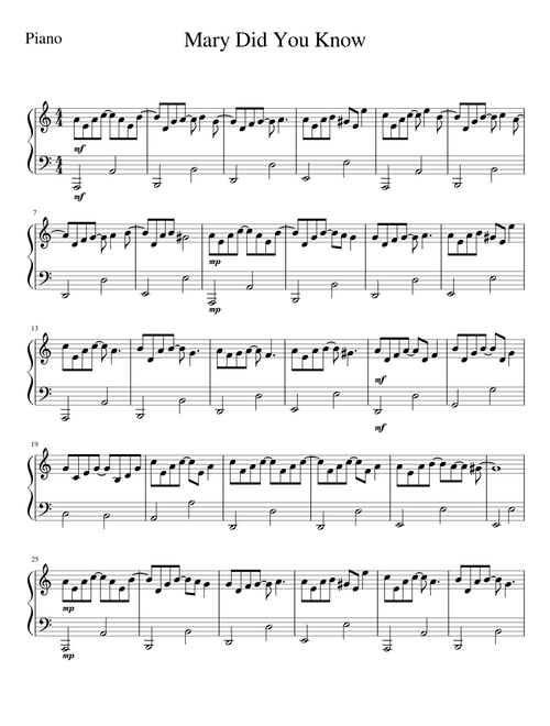 Mary Did You Know Piano
