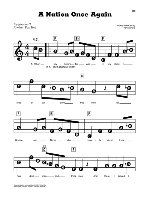 A Nation Once Again - Thomas Davis (E-Z Play Today)