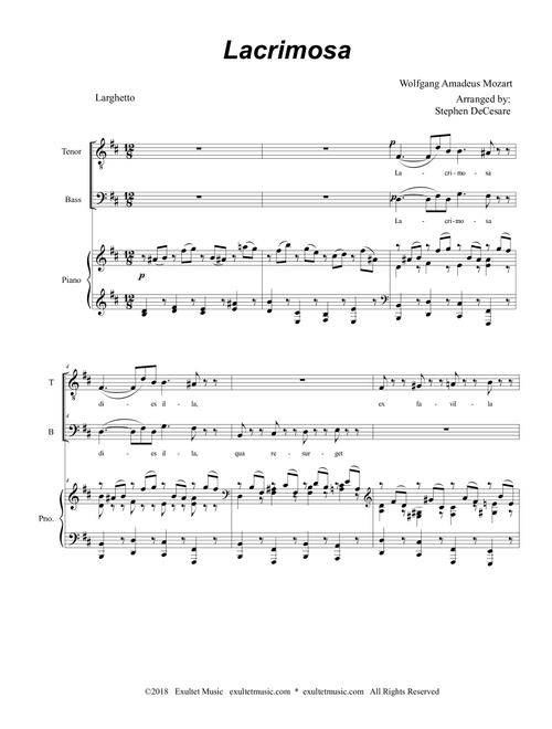 Lacrimosa (Duet for Tenor and Bass Solo) (Arr. Stephen DeCesare) (Voice Duet and Piano)