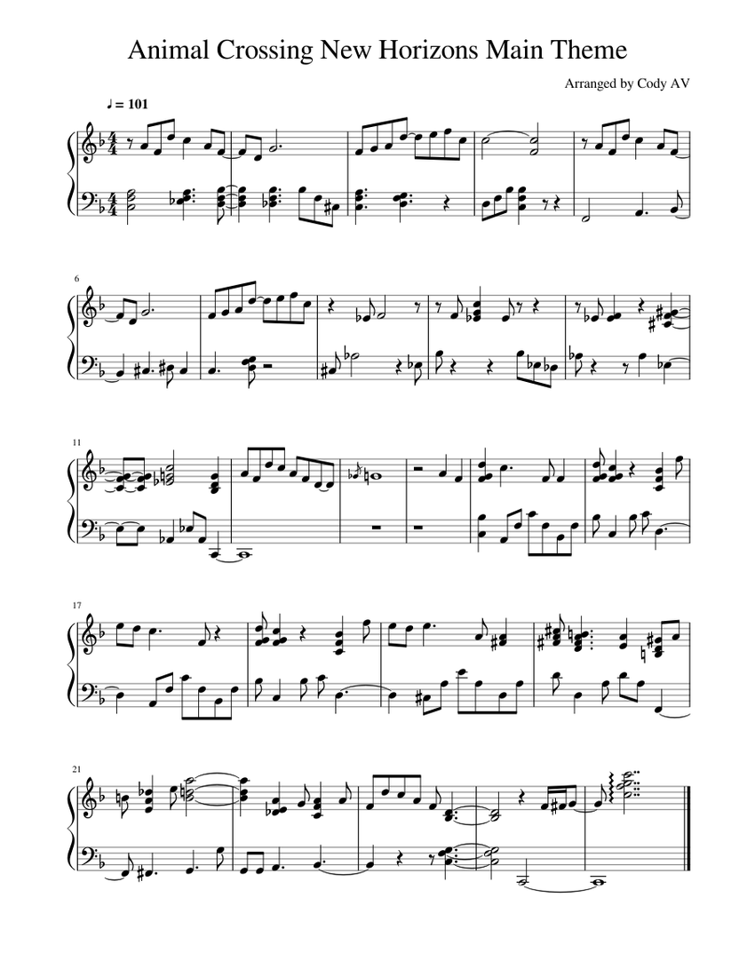 Animal Crossing New Horizons Piano Sheet music for Piano (Solo