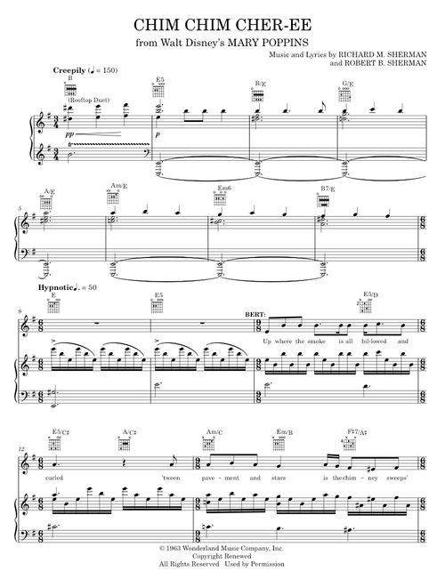 Chim Chim Cher-ee - Mary Poppins Musical, Sherman Brothers (Piano-Vocal-Guitar)