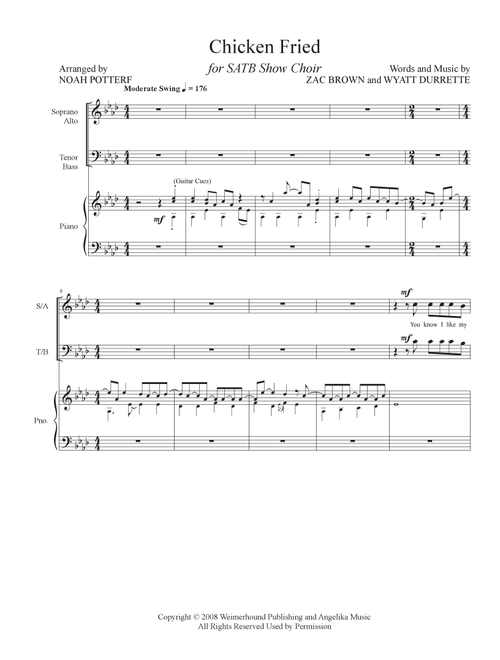 Chicken Fried (Arr. Noah Potterf) - Zac Brown Band (Choral, SATB)