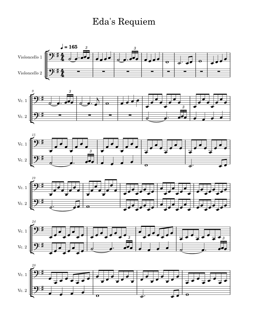 Eda's Requiem Cello Cover Sheet music for Cello (String Duet