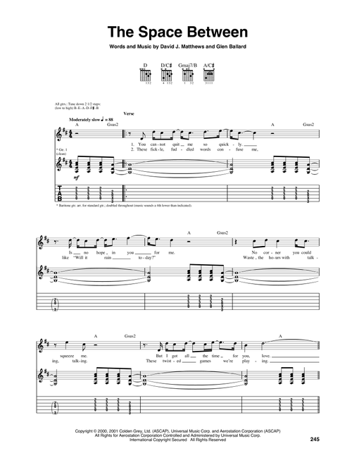 The Space Between - Dave Matthews Band (Guitar Tab)