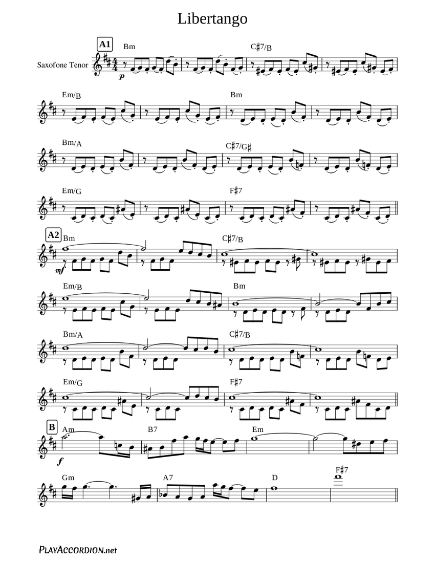 Libertango Sax Tenor Sheet music for Saxophone tenor (Solo