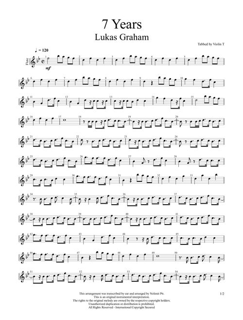 7 Years (Arr. Flute T) - Lükas Graham (Flute Solo)