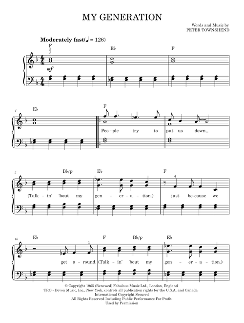 My generation - The Who (Easy Piano)