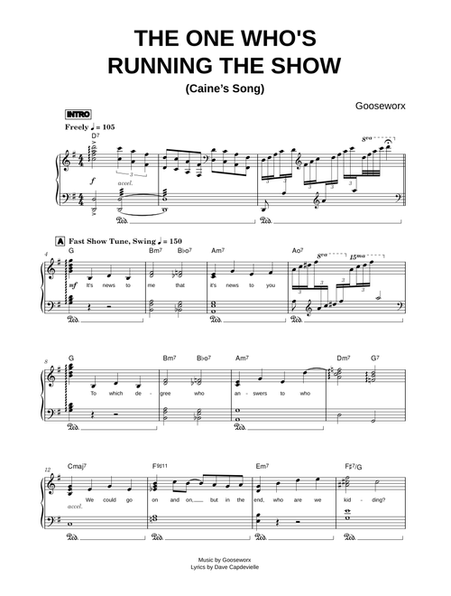 The One Who’s Running The Show [Caine’s Song] - Gooseworx (Piano)