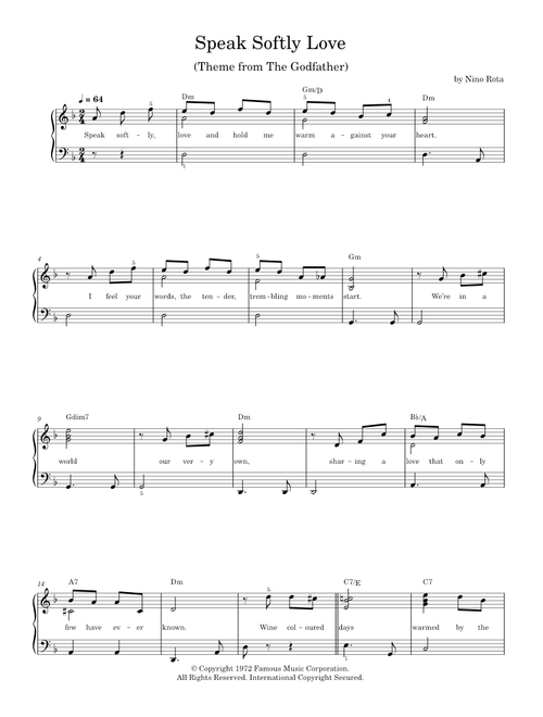 Speak Softly Love (Godfather Theme) - Andy Williams (Easy Piano)