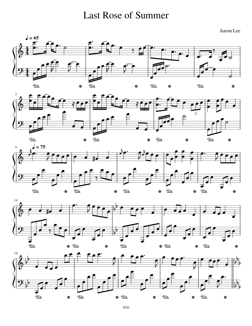 🌹 Last Rose of Summer 🌅 Sheet Music for Piano (Solo) | MuseScore.com