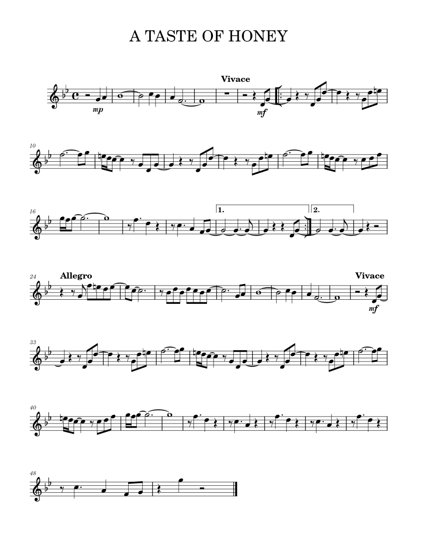 A Taste Of Honey Herb Alpert Sheet music for Trumpet in bflat (Solo