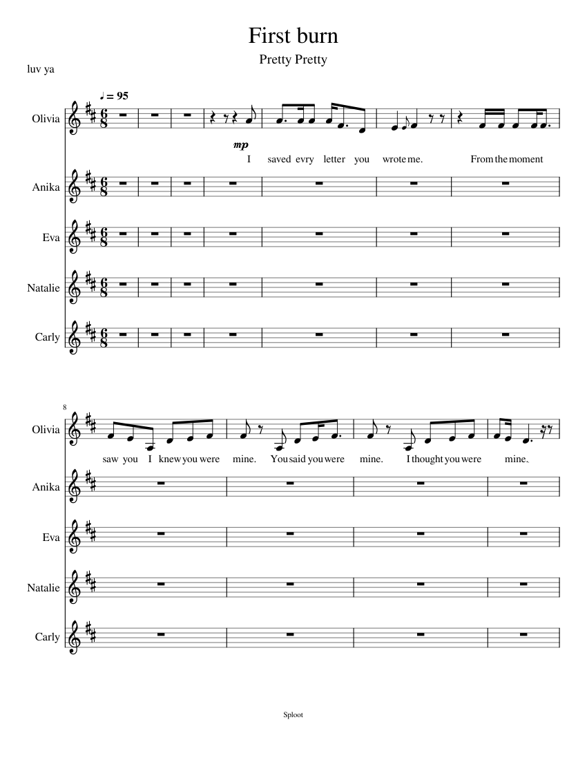 First Burn Sheet Music for Vocals (Choral) | MuseScore.com