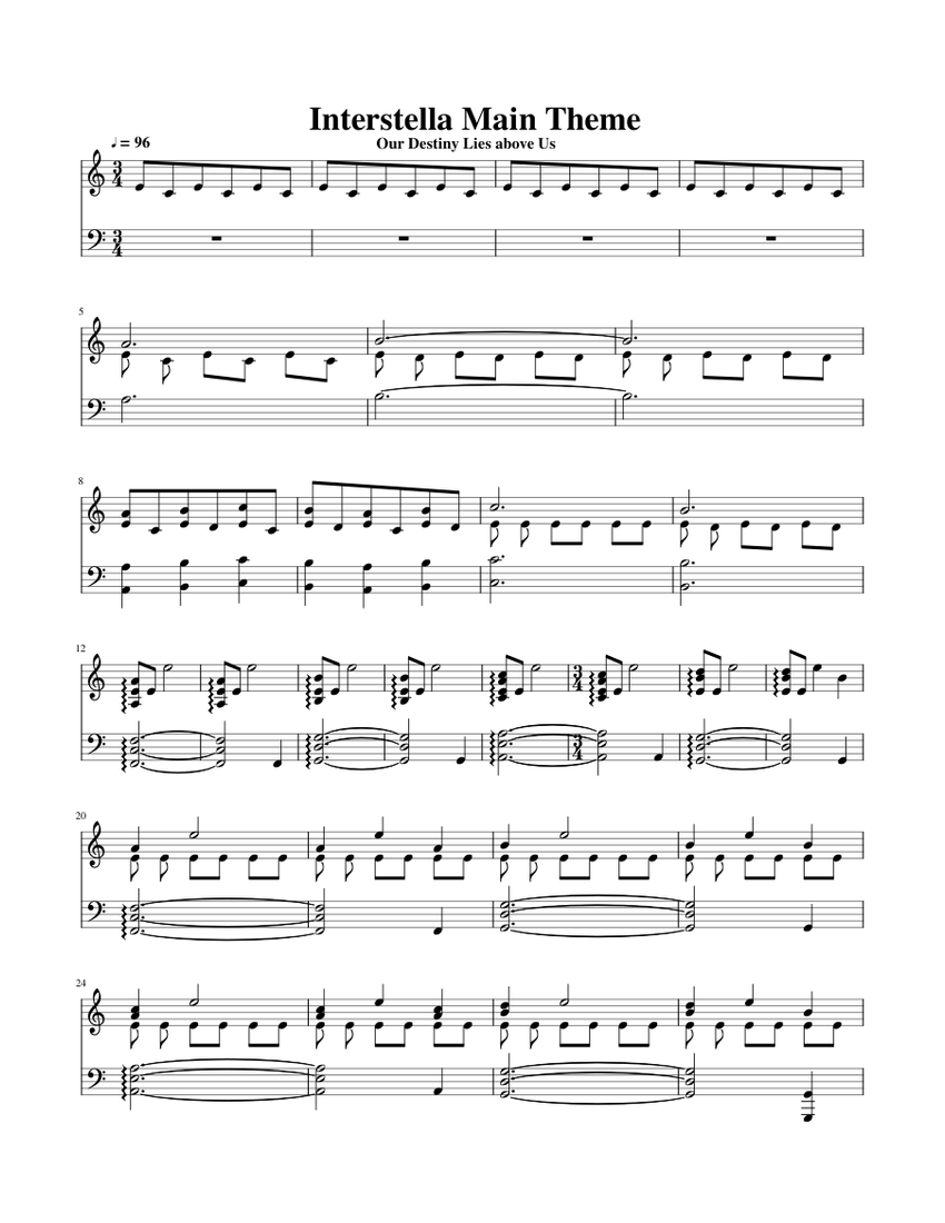 interstellar main theme piano